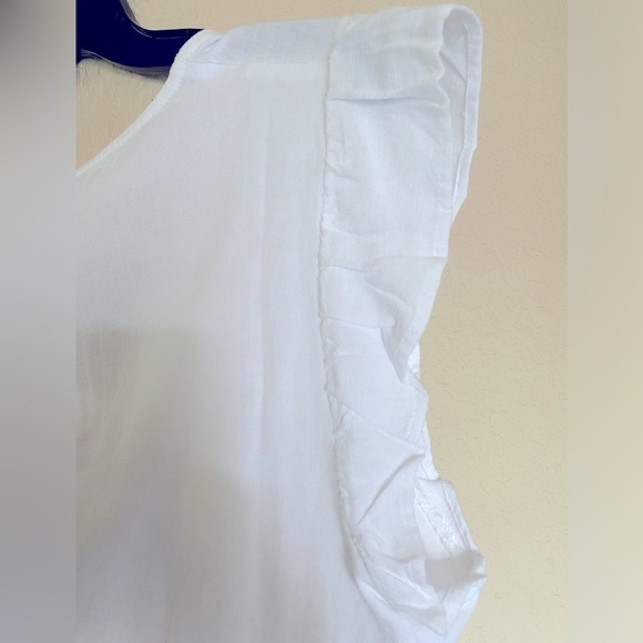 ROXY Linen Short Sleeve Crop Top Linen Blend XL/TG/EG Snow White NWT - Picture 8 of 9